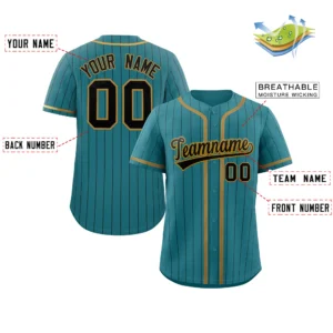 Personalized Baseball Jersey with Name, Number & Logo – Aqua (Black Pinstripe)