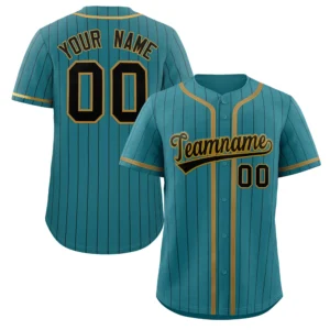 Personalized Baseball Jersey with Name, Number & Logo – Aqua (Black Pinstripe)
