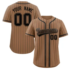 Personalized Baseball Jersey with Name, Number & Logo – Brown (Black Pinstripe)