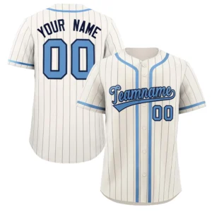 Personalized Baseball Jersey with Name, Number & Logo – Cream (Gray Pinstripe)