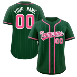 Personalized Baseball Jersey with Name, Number & Logo – Green (Green Pinstripe)