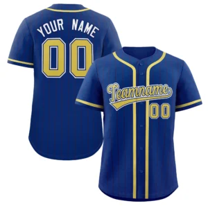 Personalized Baseball Jersey with Name, Number & Logo – Blue (Navy Pinstripe)