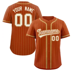 Personalized Baseball Jersey with Name, Number & Logo – Orange (Gold Pinstripe)
