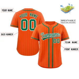 Personalized Baseball Jersey with Name, Number & Logo – Orange (Khaki Pinstripe)